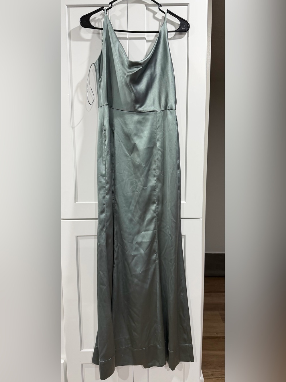 Satin Maxi Dress in Sage Green